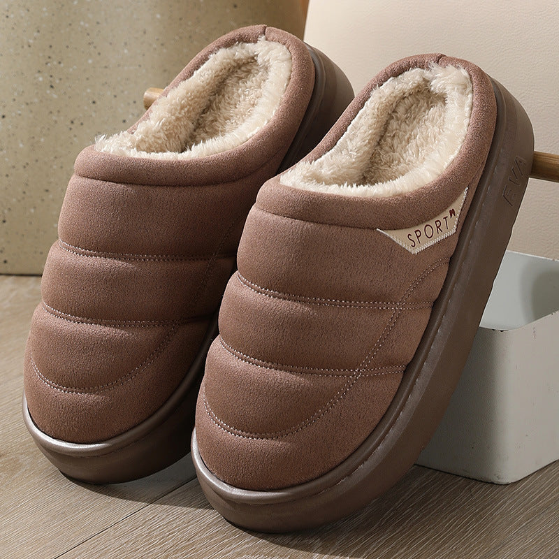 Plush House Slippers with Thick EVA Sole – Unisex Couples Pair