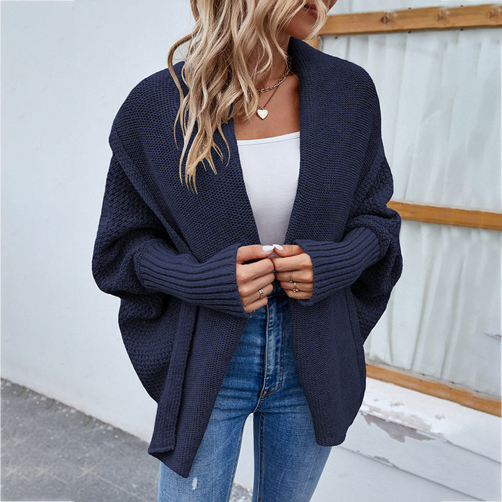 Oversized Batwing Cardigan with Wide Lapel Collar