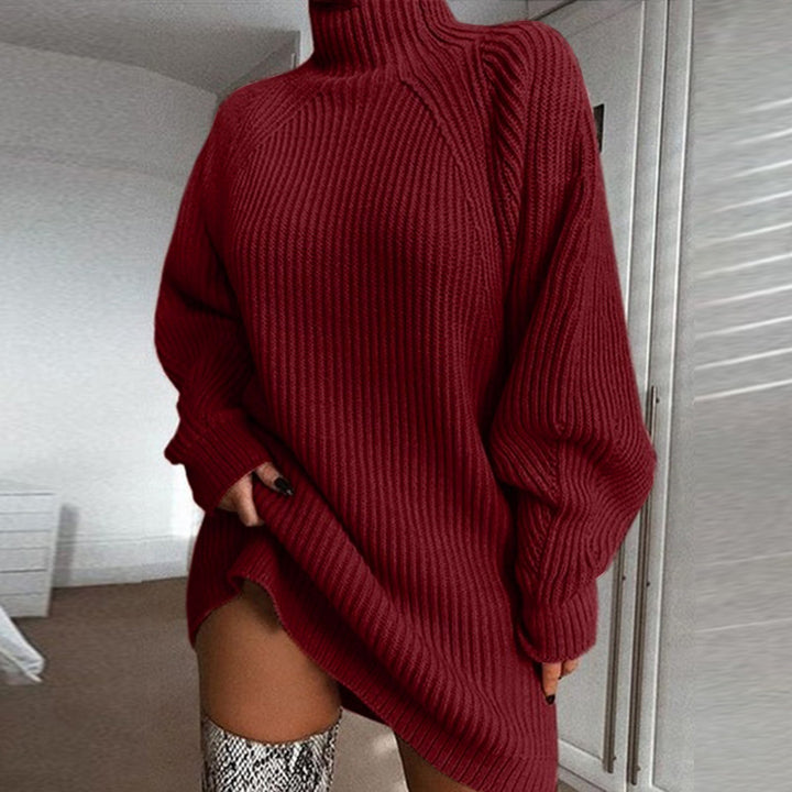 Turtleneck Sweater Dress with Long Sleeves for Winter