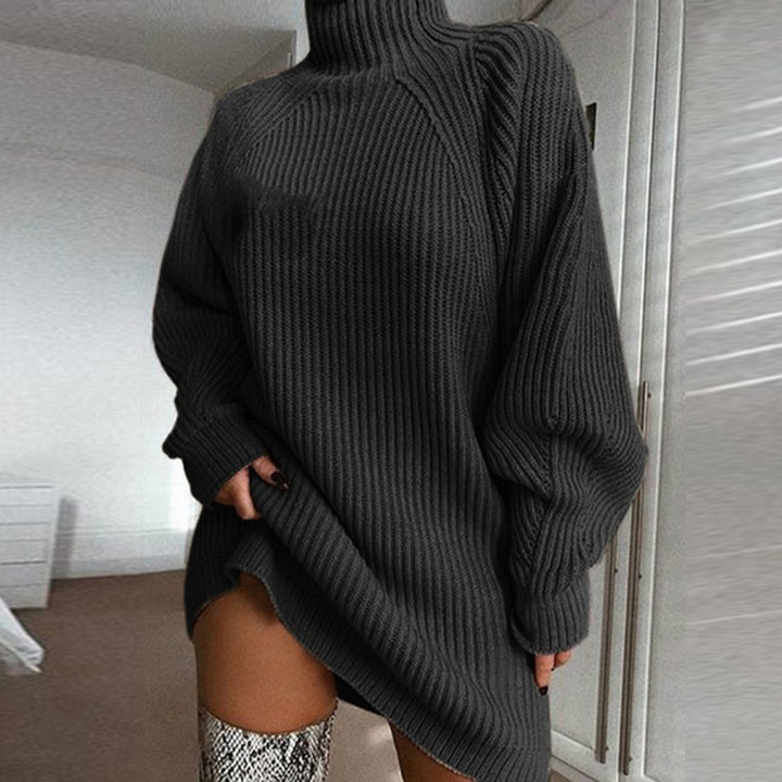 Turtleneck Sweater Dress with Long Sleeves for Winter