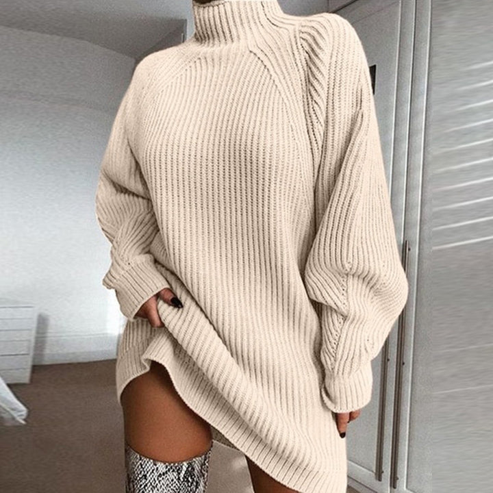 Turtleneck Sweater Dress with Long Sleeves for Winter
