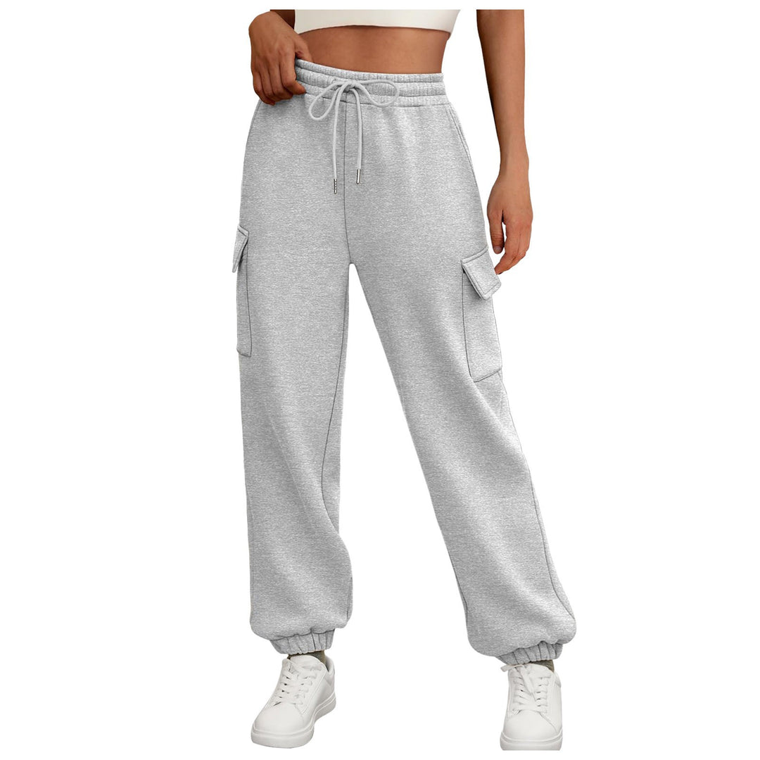 Fleece lined baggy sweatpants with pockets and a high waist