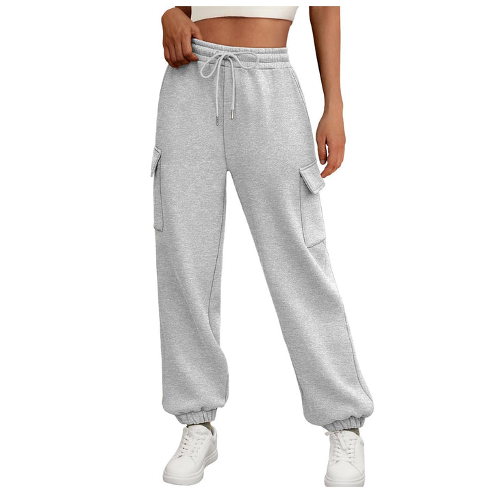 Fleece lined baggy sweatpants with pockets and a high waist