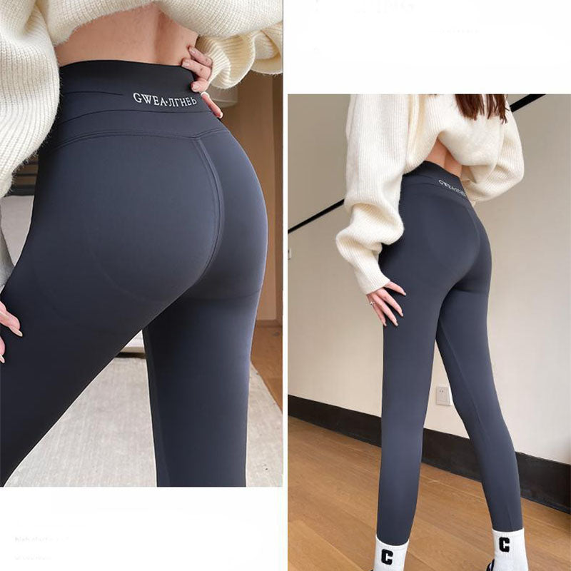 Woman in thick fleece lined leggings