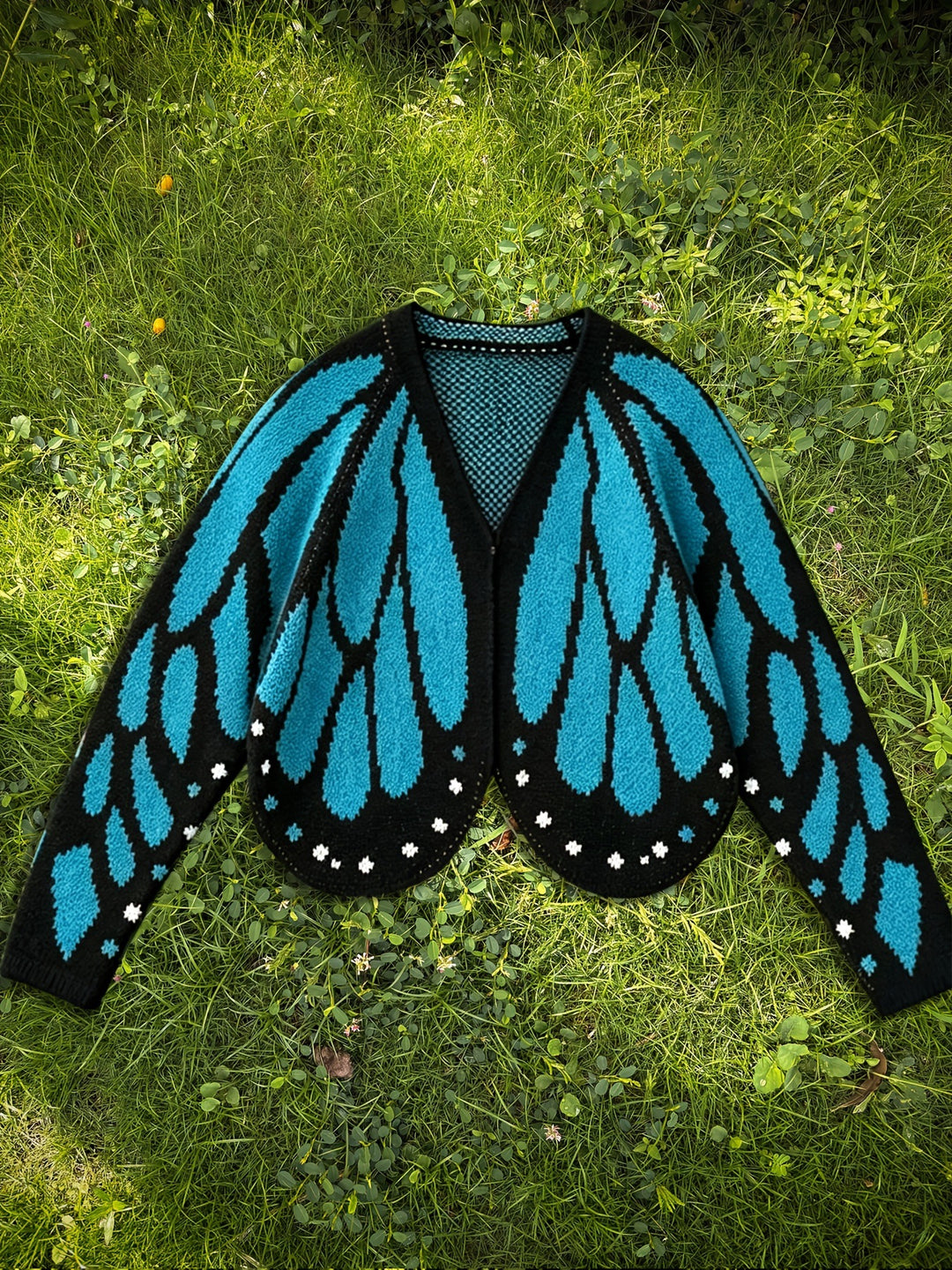 Butterfly Crochet Cardigan with Open Front and Batwing Sleeves