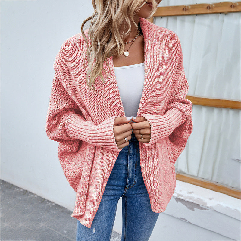 Oversized Batwing Cardigan with Wide Lapel Collar