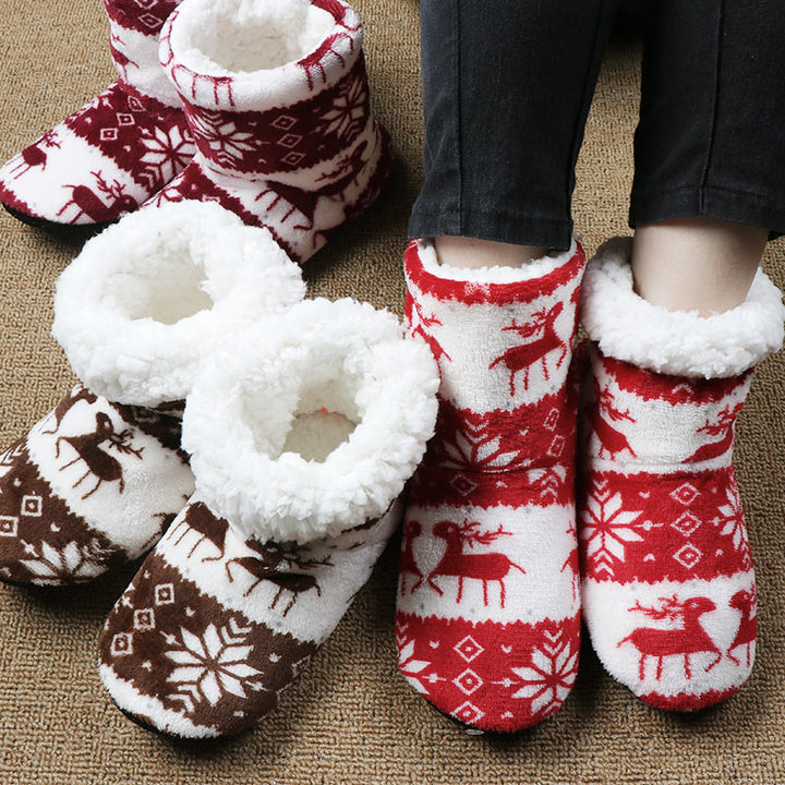 Christmas Reindeer Slipper Socks with Non-Slip Sole