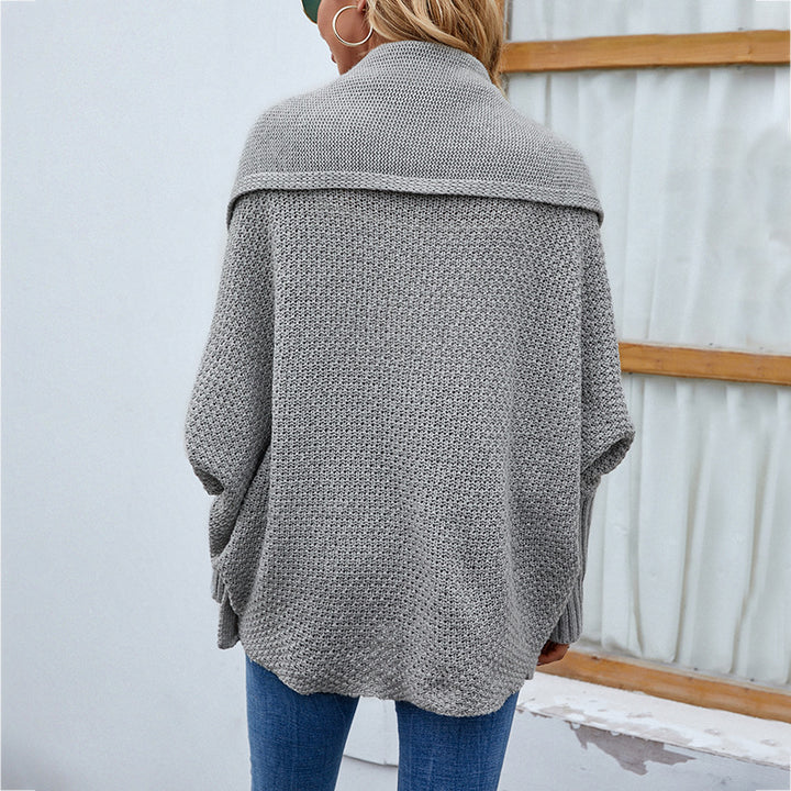 Oversized Batwing Cardigan with Wide Lapel Collar