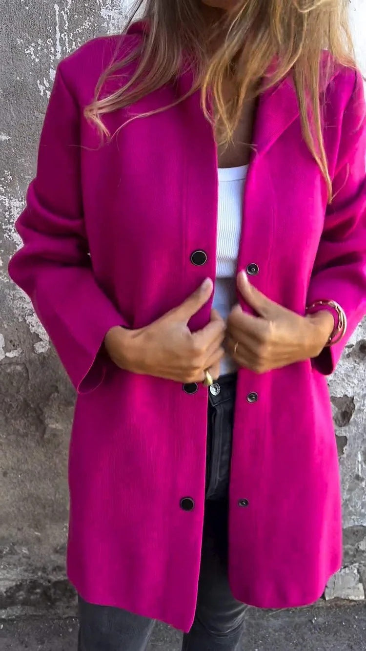 Hooded Button-Up Cardigan Jacket with Loose Fit