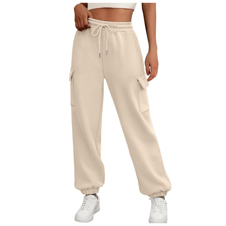 Fleece lined baggy sweatpants with pockets and a high waist