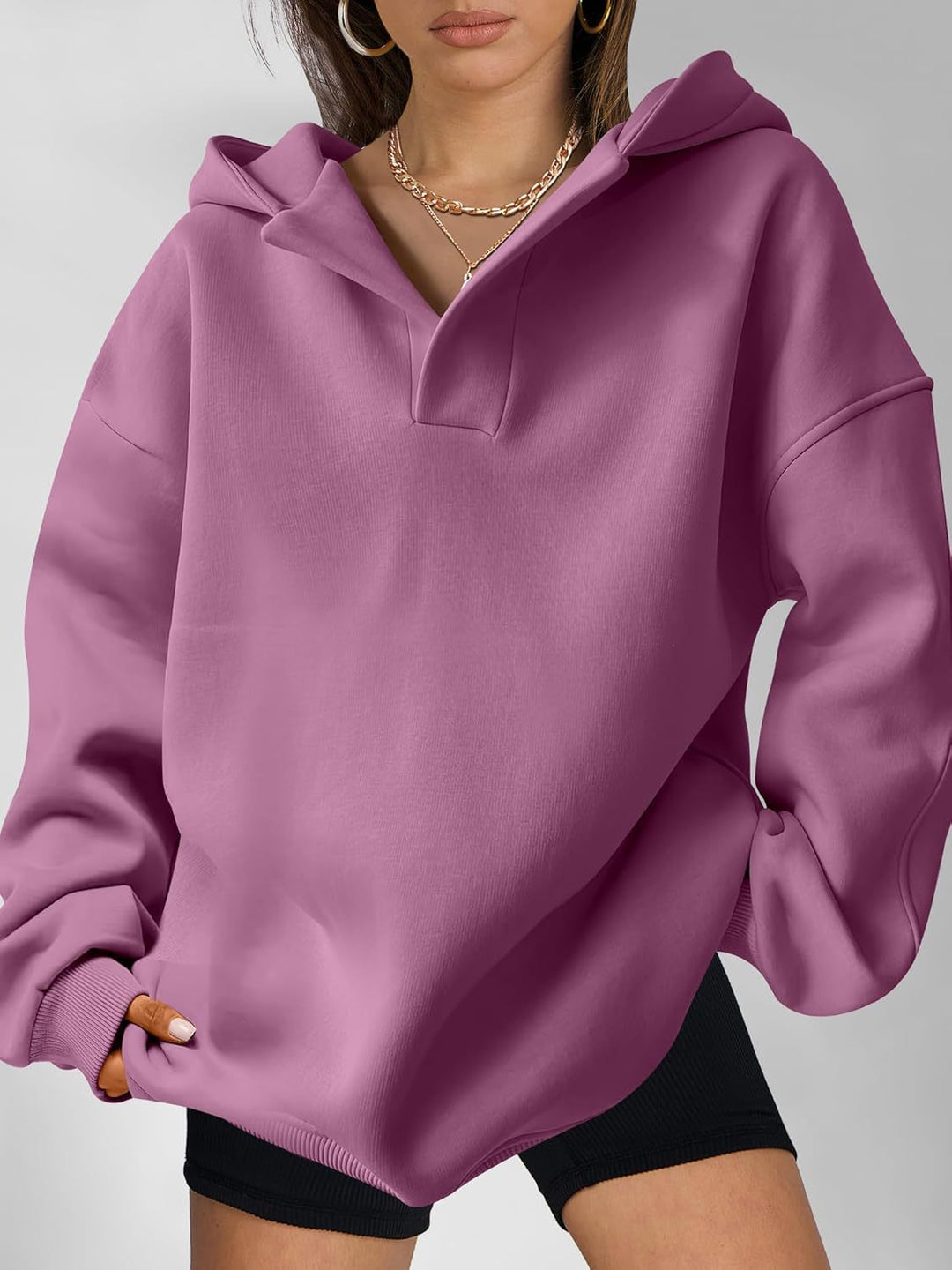 Solid Color Pullover Hoodie with Relaxed Fit in 13 Colors