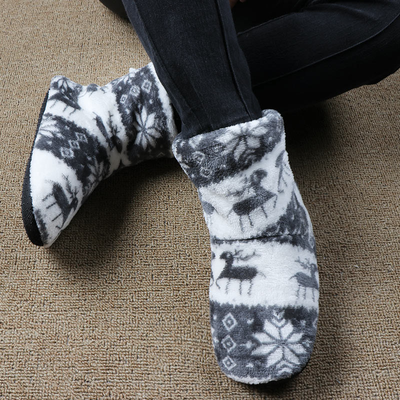 Christmas Reindeer Slipper Socks with Non-Slip Sole