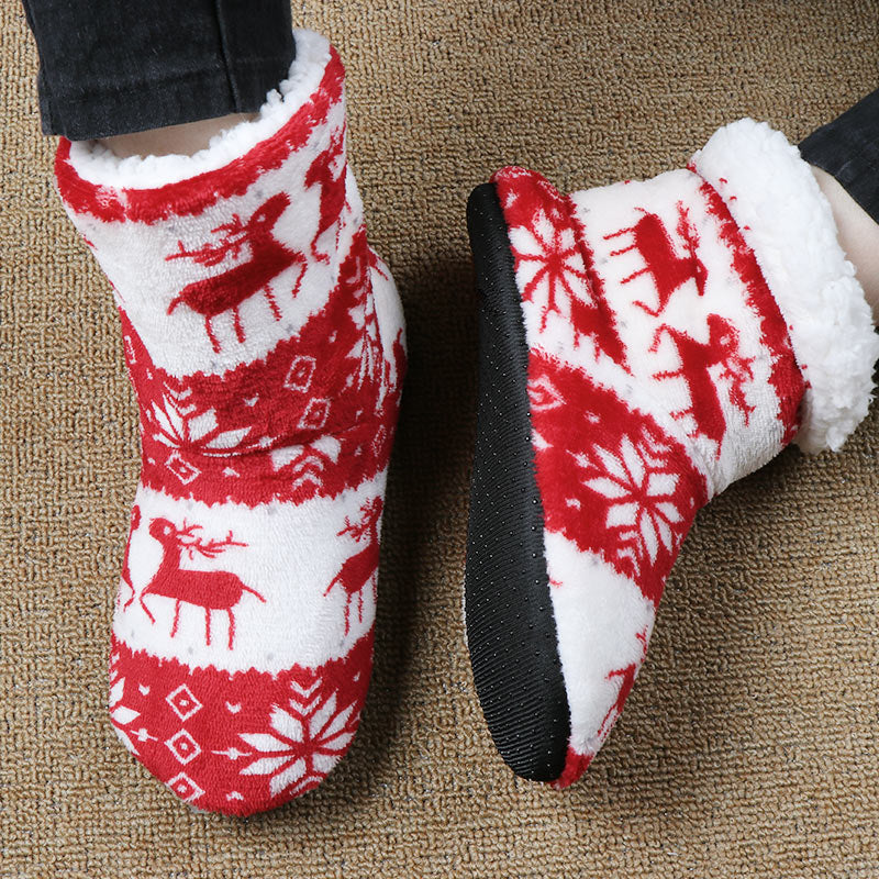 Christmas Reindeer Slipper Socks with Non-Slip Sole