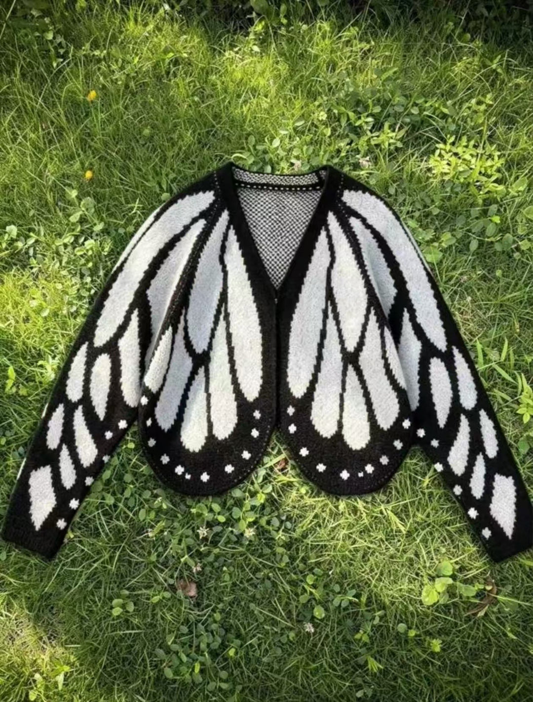 Butterfly Crochet Cardigan with Open Front and Batwing Sleeves