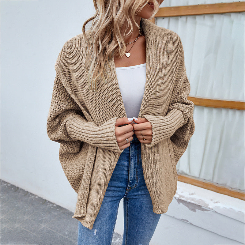 Oversized Batwing Cardigan with Wide Lapel Collar