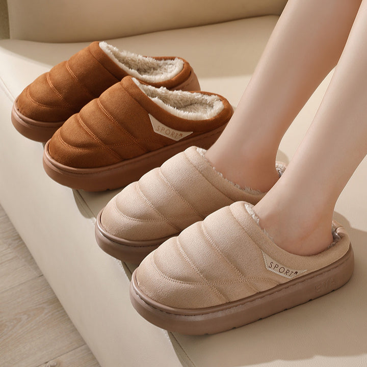 Plush House Slippers with Thick EVA Sole – Unisex Couples Pair