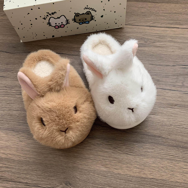 Fluffy Bunny Slippers for Women – Warm Padded Closed-Toe Slippers