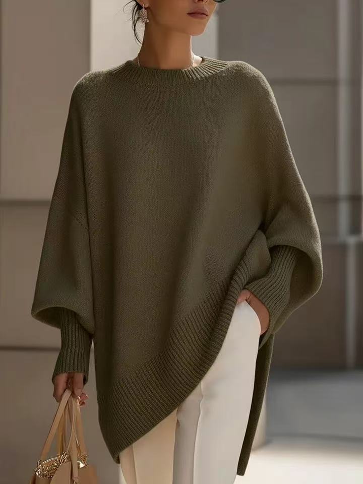 Thick Knit Crew Neck Sweater with Loose Fit