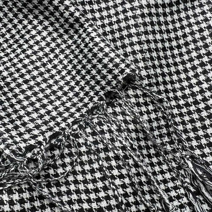 Black and White Graphic Jacquard Scarf, 70 x 21 Inches