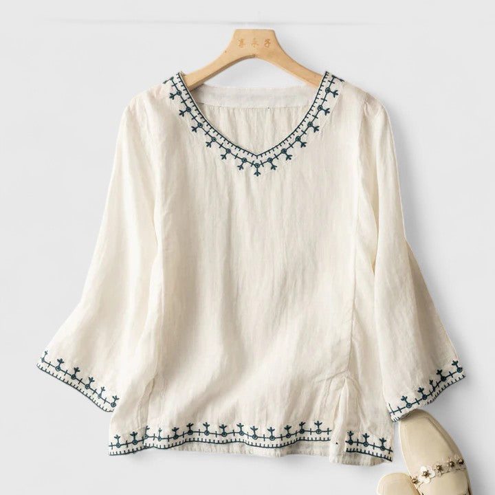Taysia | Elegant V-Neck Blouse