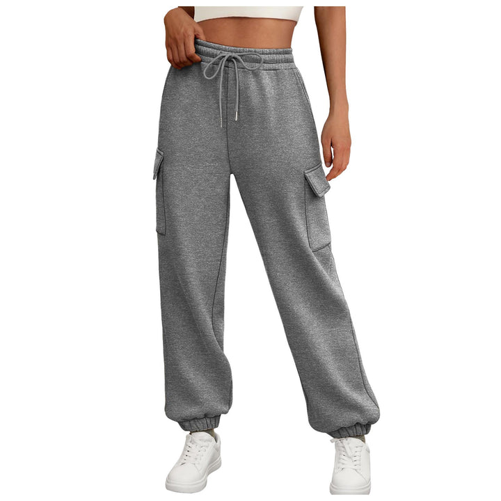 Fleece lined baggy sweatpants with pockets and a high waist