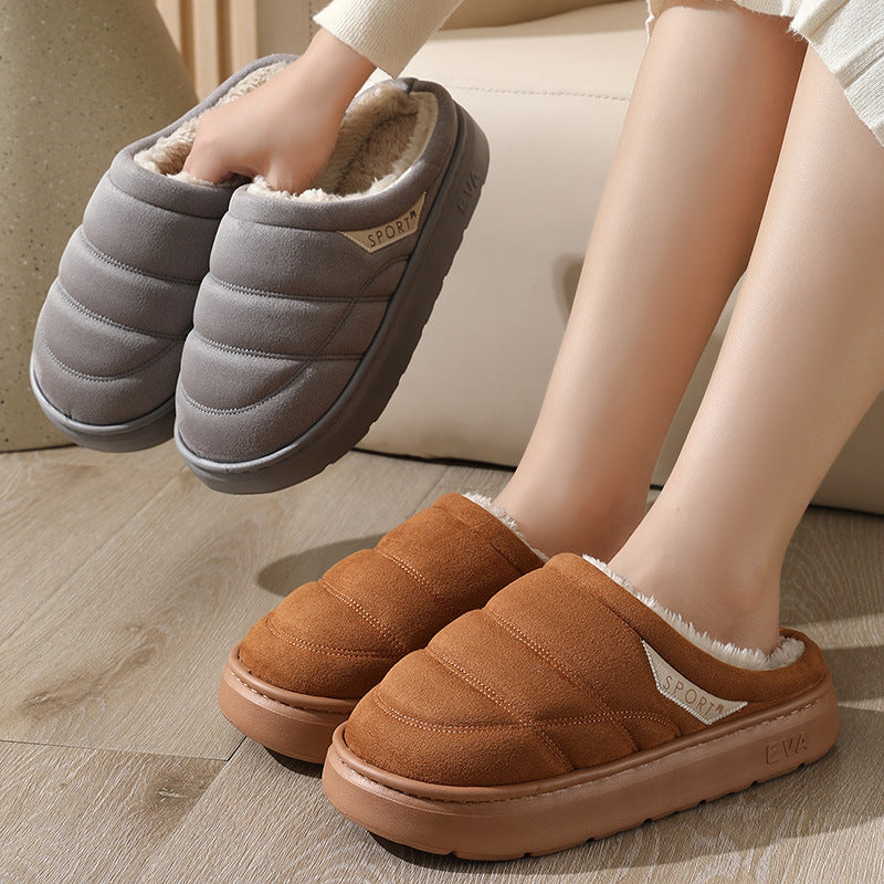 Plush House Slippers with Thick EVA Sole – Unisex Couples Pair