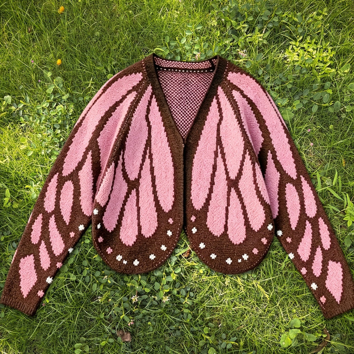 Butterfly Crochet Cardigan with Open Front and Batwing Sleeves