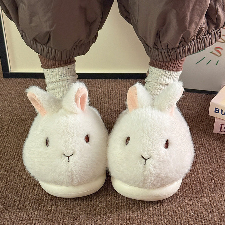 Fluffy Bunny Slippers for Women – Warm Padded Closed-Toe Slippers