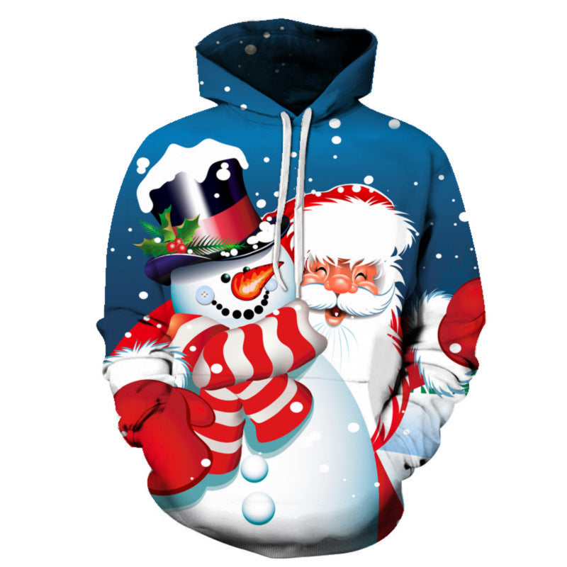 Christmas 3D Print Hoodie, Loose Fit with Zipper
