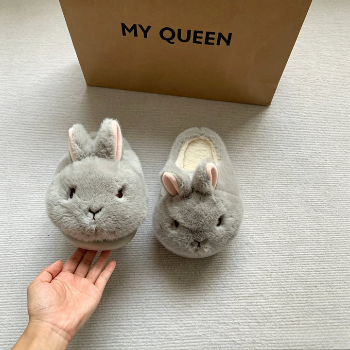 Fluffy Bunny Slippers for Women – Warm Padded Closed-Toe Slippers