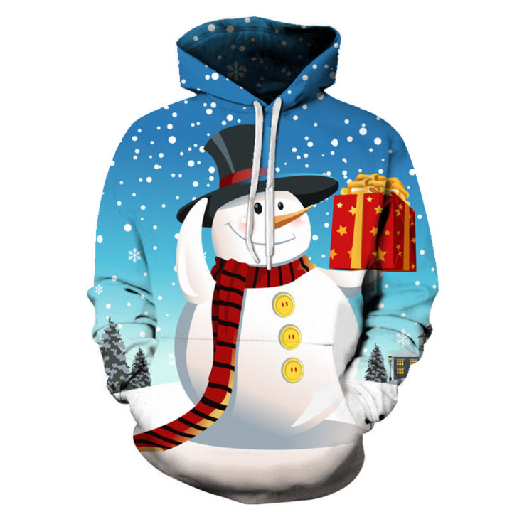 Christmas 3D Print Hoodie, Loose Fit with Zipper