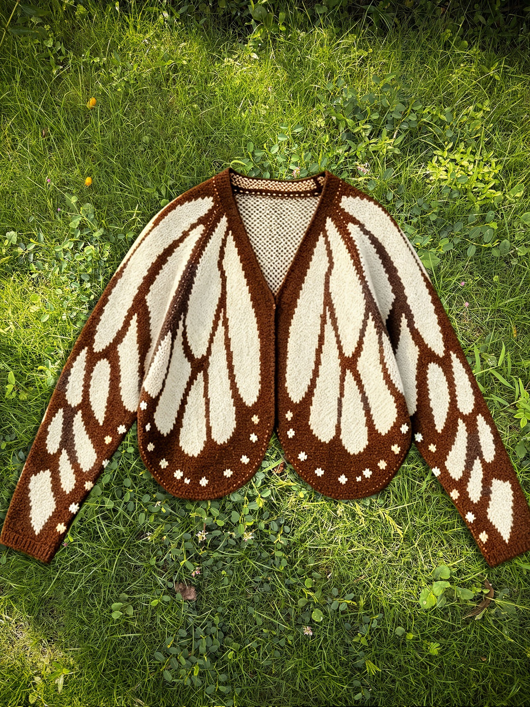 Butterfly Crochet Cardigan with Open Front and Batwing Sleeves