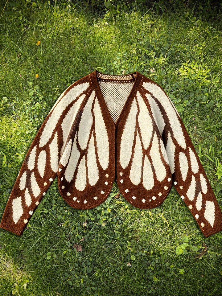 Butterfly Crochet Cardigan with Open Front and Batwing Sleeves