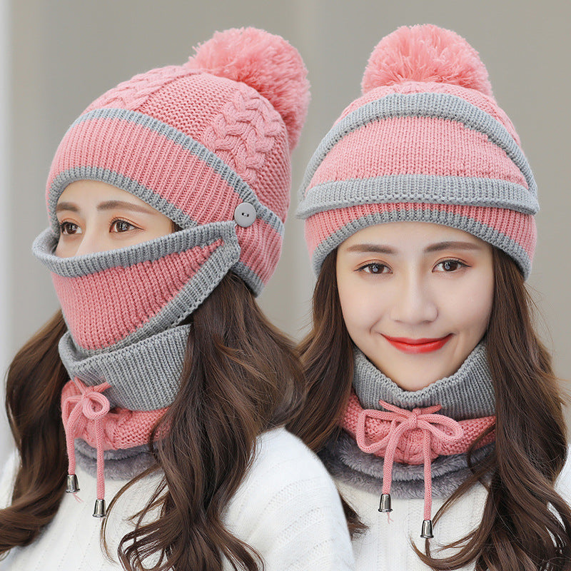 Knit beanie, face mask and neck warmer set