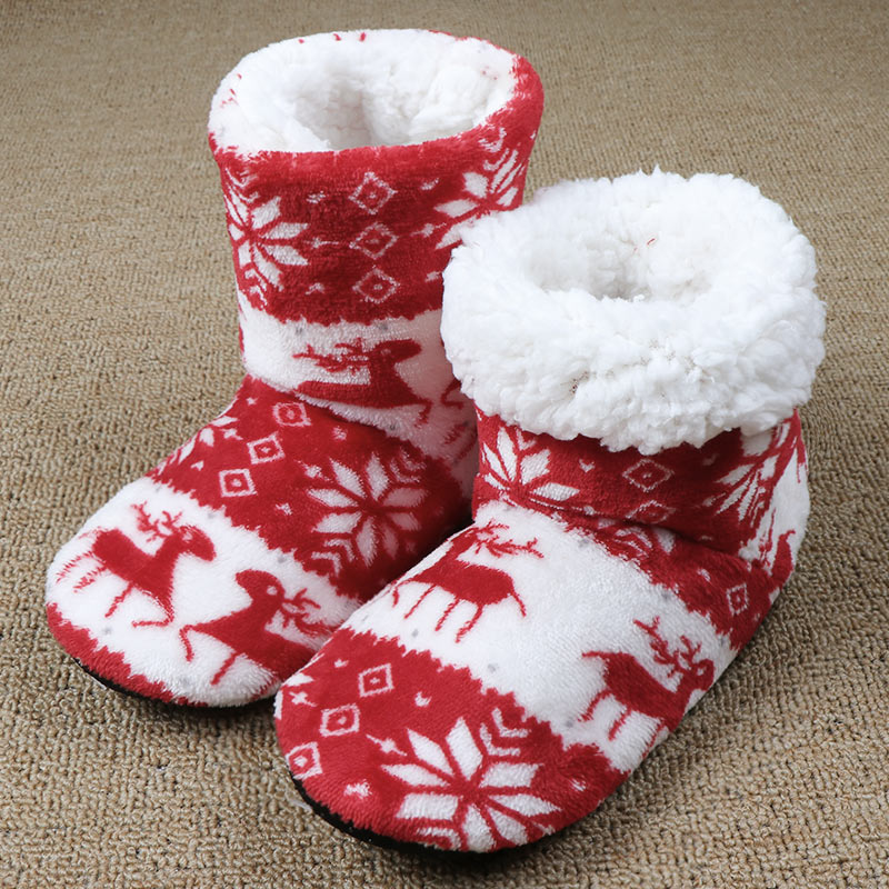 Christmas Reindeer Slipper Socks with Non-Slip Sole