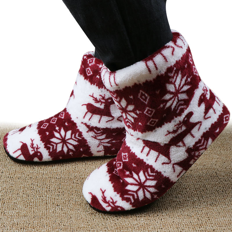 Christmas Reindeer Slipper Socks with Non-Slip Sole