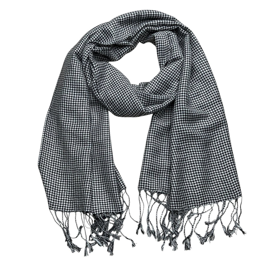 Black and White Graphic Jacquard Scarf, 70 x 21 Inches