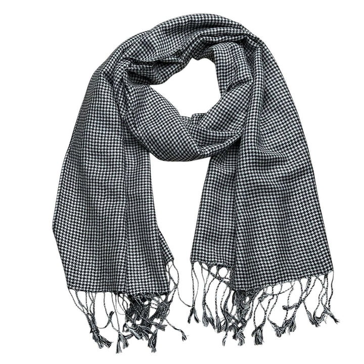 Black and White Graphic Jacquard Scarf, 70 x 21 Inches