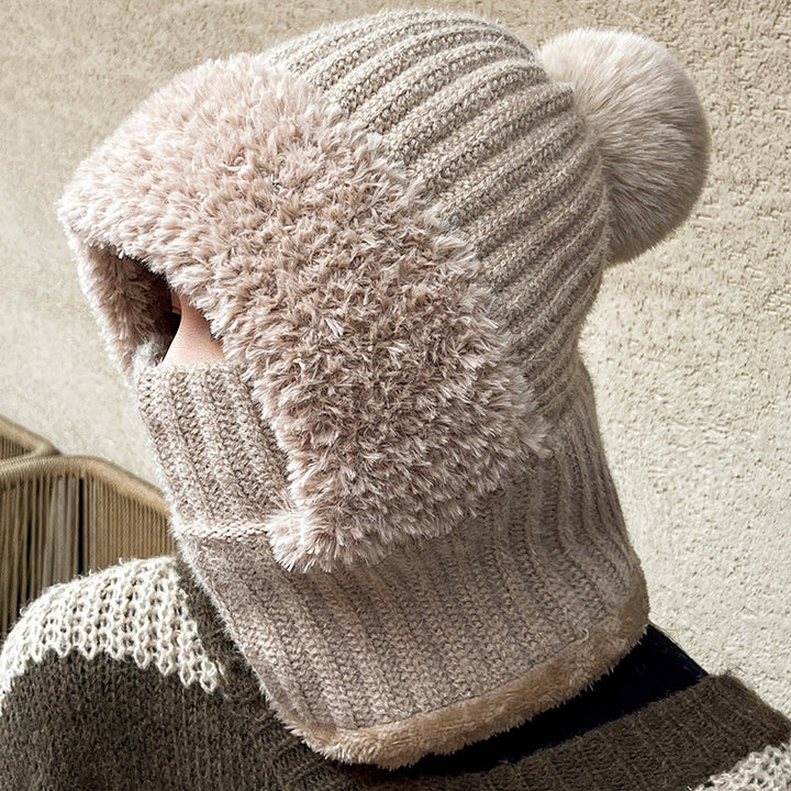 Knit Hood with Built-In Scarf, Warm and Windproof All-in-One