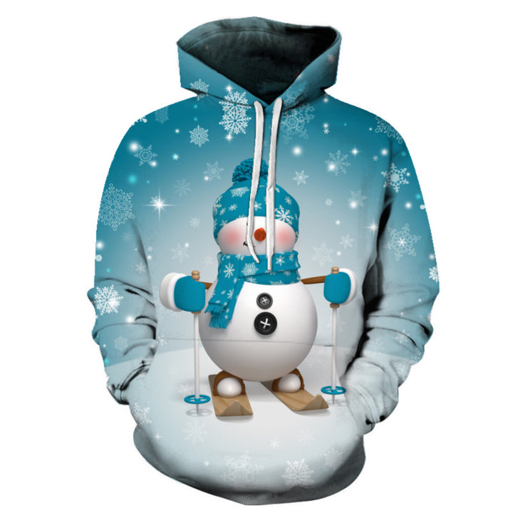 Christmas 3D Print Hoodie, Loose Fit with Zipper